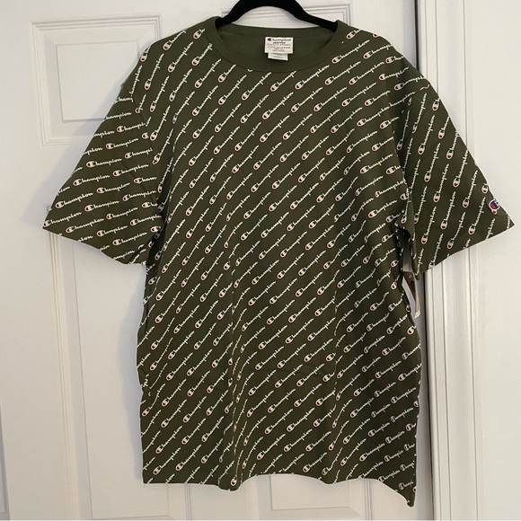 NWT Champion Diagonal Script Tee - Green - Picture 3 of 5